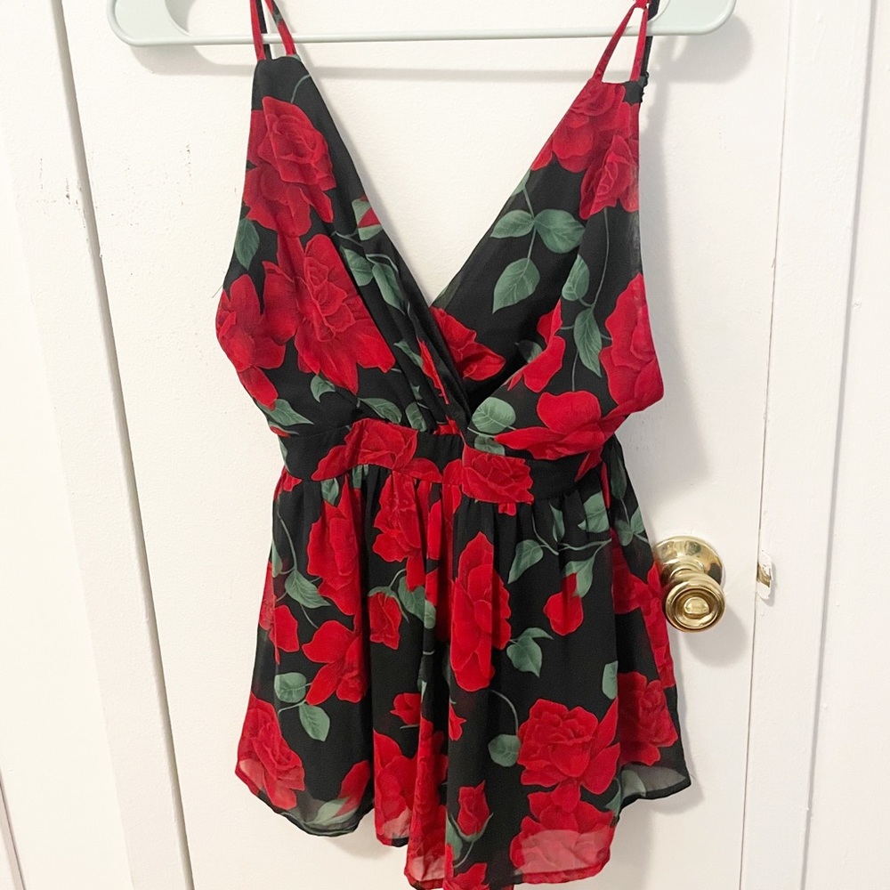 Backless rose romper